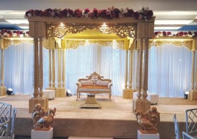 stage mandap with floral decorations