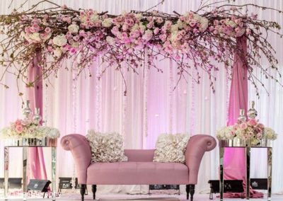 pink flower arch