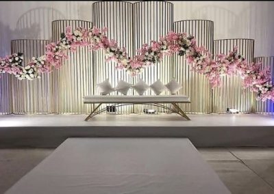pink flower stage decoration