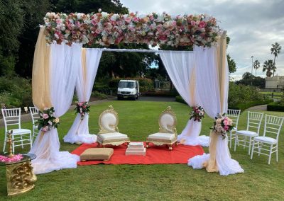 wedding white draped mandap
