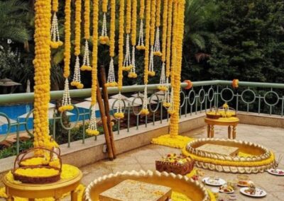 Gold flower wrapped mandap